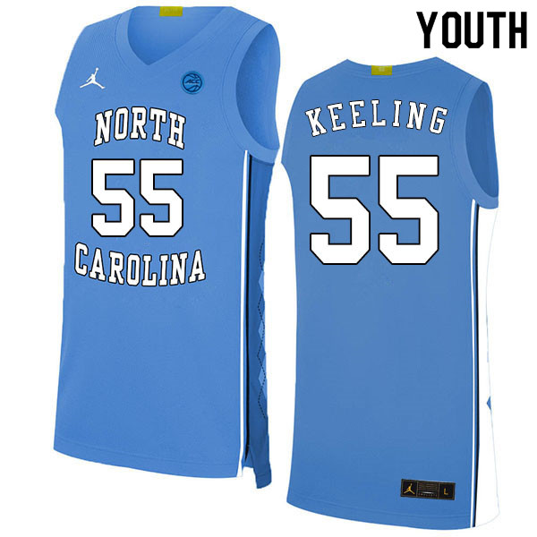 2020 Youth #55 Christian Keeling North Carolina Tar Heels College Basketball Jerseys Sale-Blue